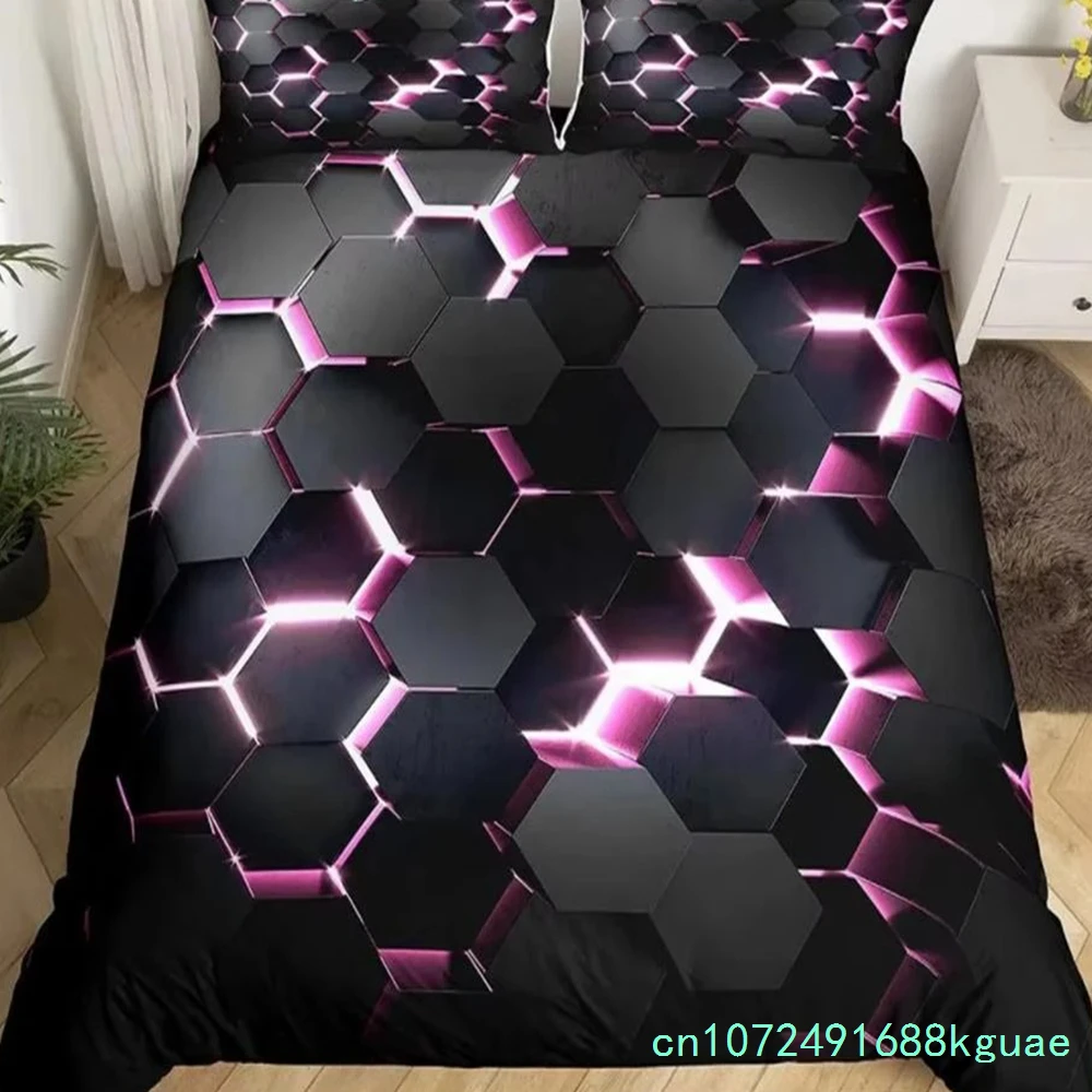Red Glowing Bedding Set 3D Duvet Cover Set Single Double Twin Full Size Teens Adults Bedclothes Soft Polyester Bed Linen 3