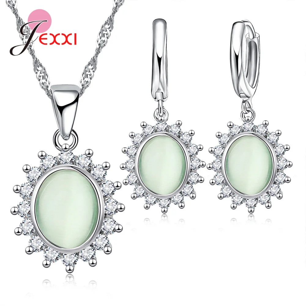 New Fashion 925 Sterling Silver Flower Pendant Jewelry Sets Hot Sale Women Girls Earrings Necklaces For Wedding Engagement Party