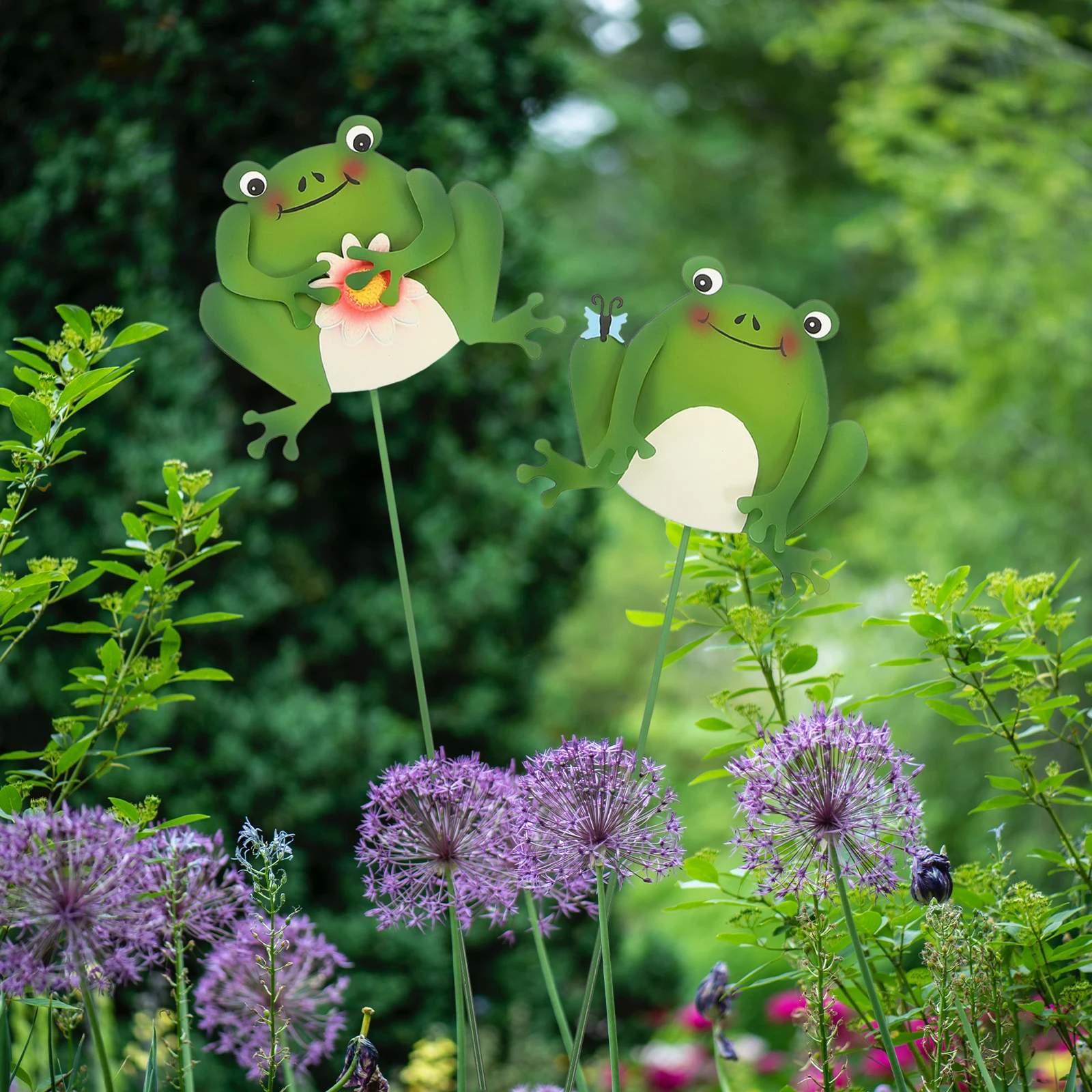 

Iron Frog Flower Insert Outdoor Garden Stakes Decor outside Decorative Yard Stick Decorations Gardening Farden Plant