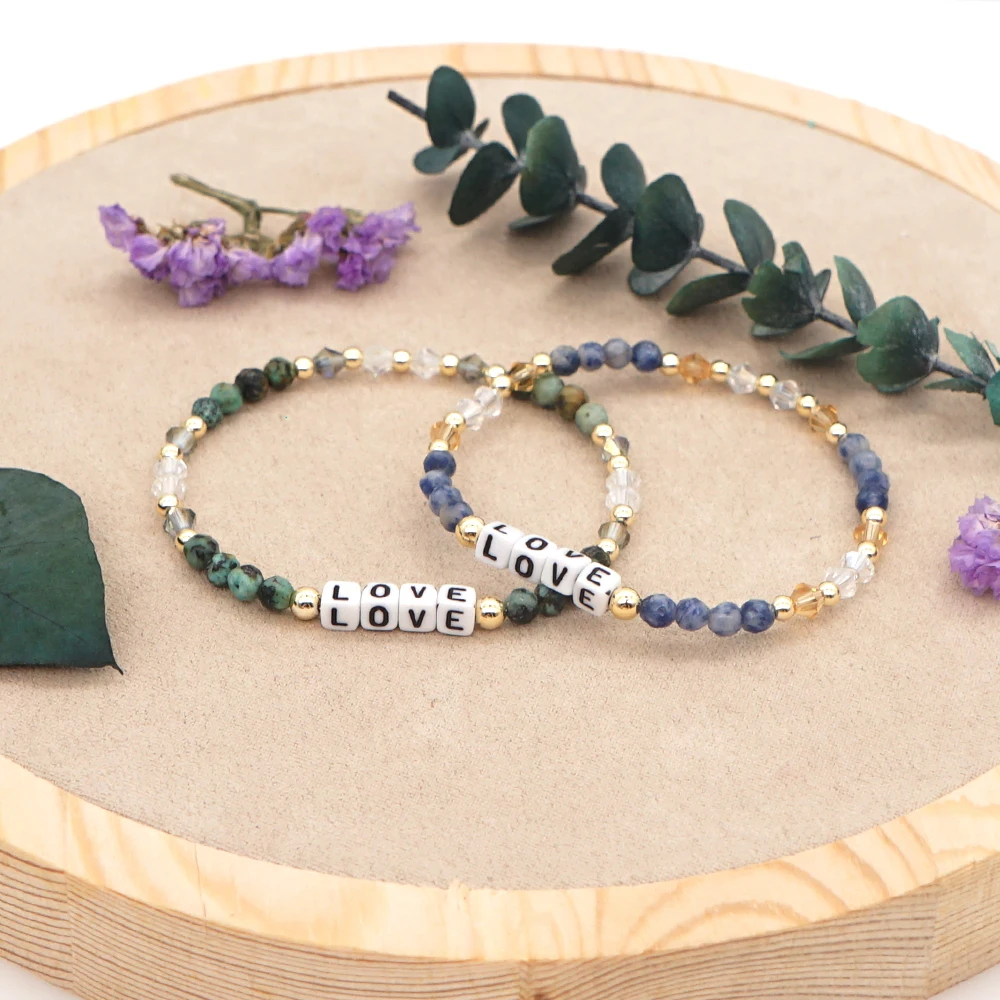 Go2Boho Multicolor Crystal Bracelet for Women Men Irregular Beaded Letters Bracelets Lucky Handmade Fashion Jewelry Accessories