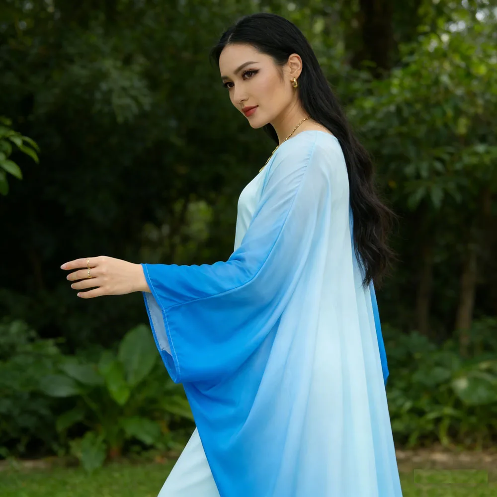 

Batwing Butterfly Sleeve Satin Abaya Inside Belt Dubai Muslim Maxi Dress Kaftan Abayas Women Kebaya Caftan Robe Femme Vestidos