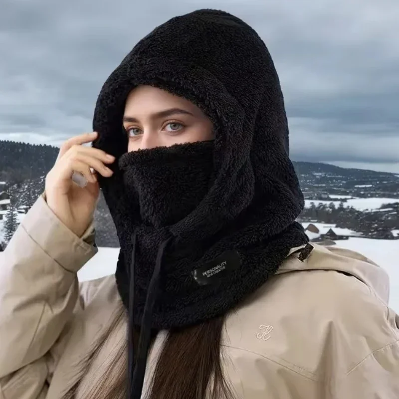 قناع تزلج نسائي شتوي أبيض من الصوف القطيفة خفيف الوزن للرياضات الخارجية وركوب الدراجات والمشي لمسافات طويلة والطقس البارد #3