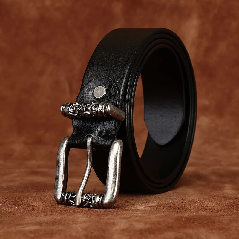 

Men's and women's fashionable and stylish leather belts with pin buckle and top-grain cowhide for casual wear