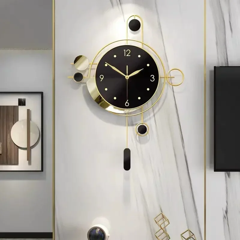

Modern Wall Clock Light Luxury Decorative Metal Home Decor Clock Battery Operated Non Ticking Retro Clock for Living Room Office