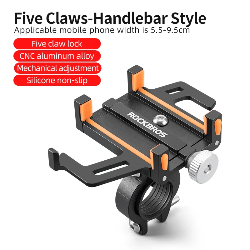 ROCKBROS Telefon Halter Motorrad Elektrische Fahrrad Handy Aluminium Legierung Halterung Fünf Krallen Mechanische Telefon Unterstützung Halterung