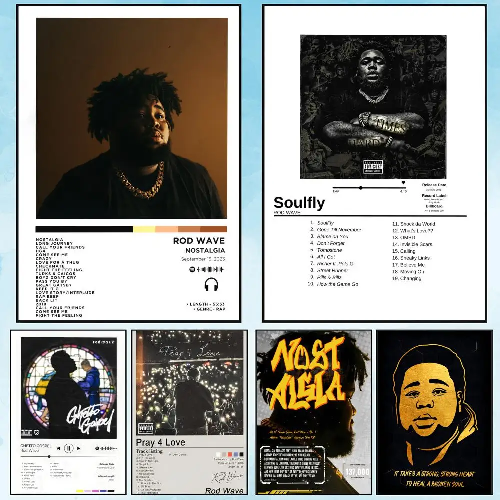 

Singer R-Rod W-Wave Rapper Painting Calligraphy HD Waterproof Canvas poster Art: Aesthetic Wall Decor Home,Bar & More