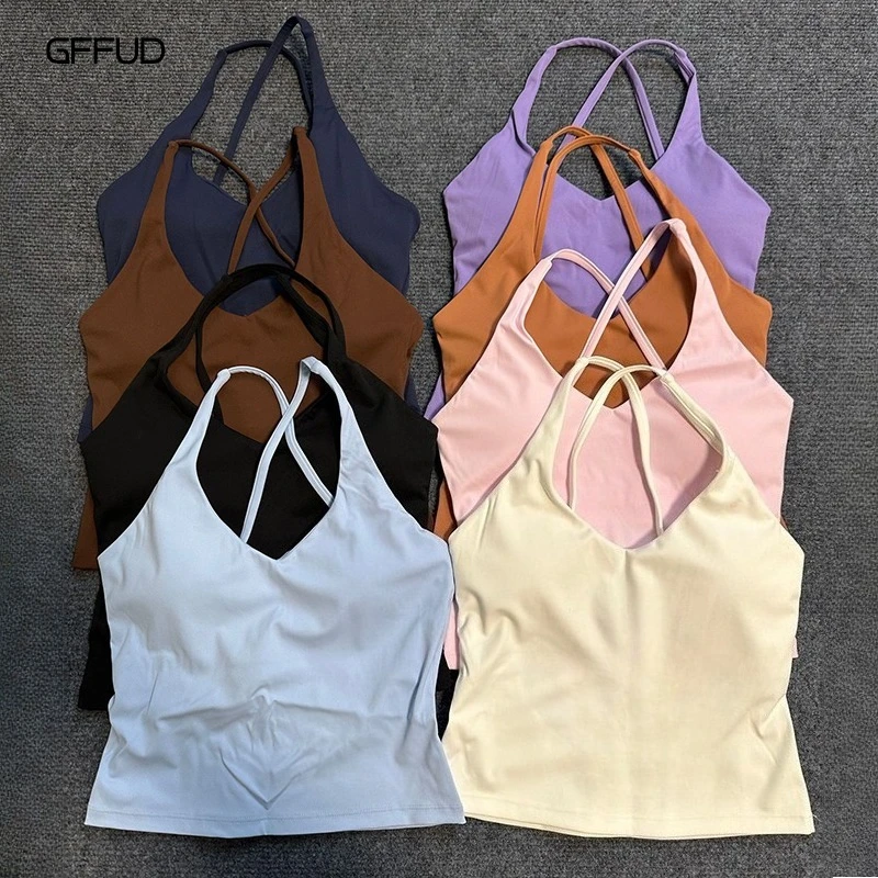 Backless Halter Top with Built in Bra Pads Women Compression Quick Dry Premium Activewear Yoga Tops for Woman Premium