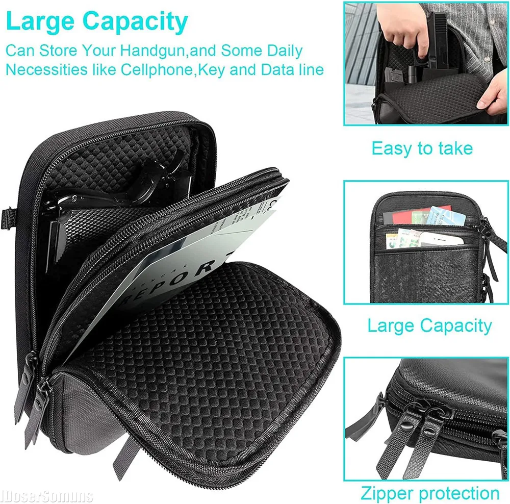 Tactical Concealed Gun Carry Bag Handgun Mag Shoulder Bag Fanny Pack Hunting Waist Pocket Soft Protection Pistol Gun Case