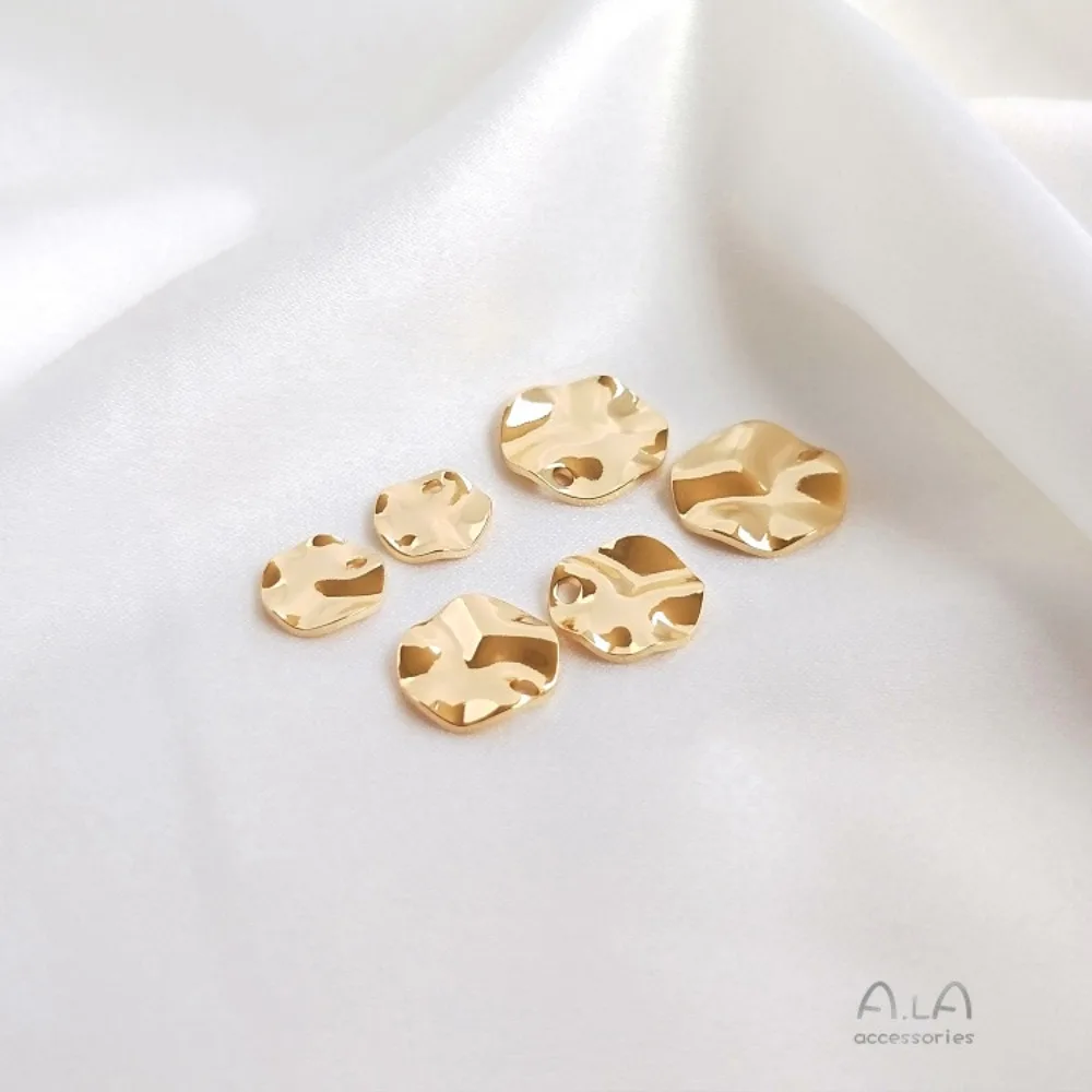 2 قطعة سحر النحاس 14K الذهب اللون موجة منحني القرص قلادة DIY الأذن مجوهرات أقراط قلادة قلادة الملحقات