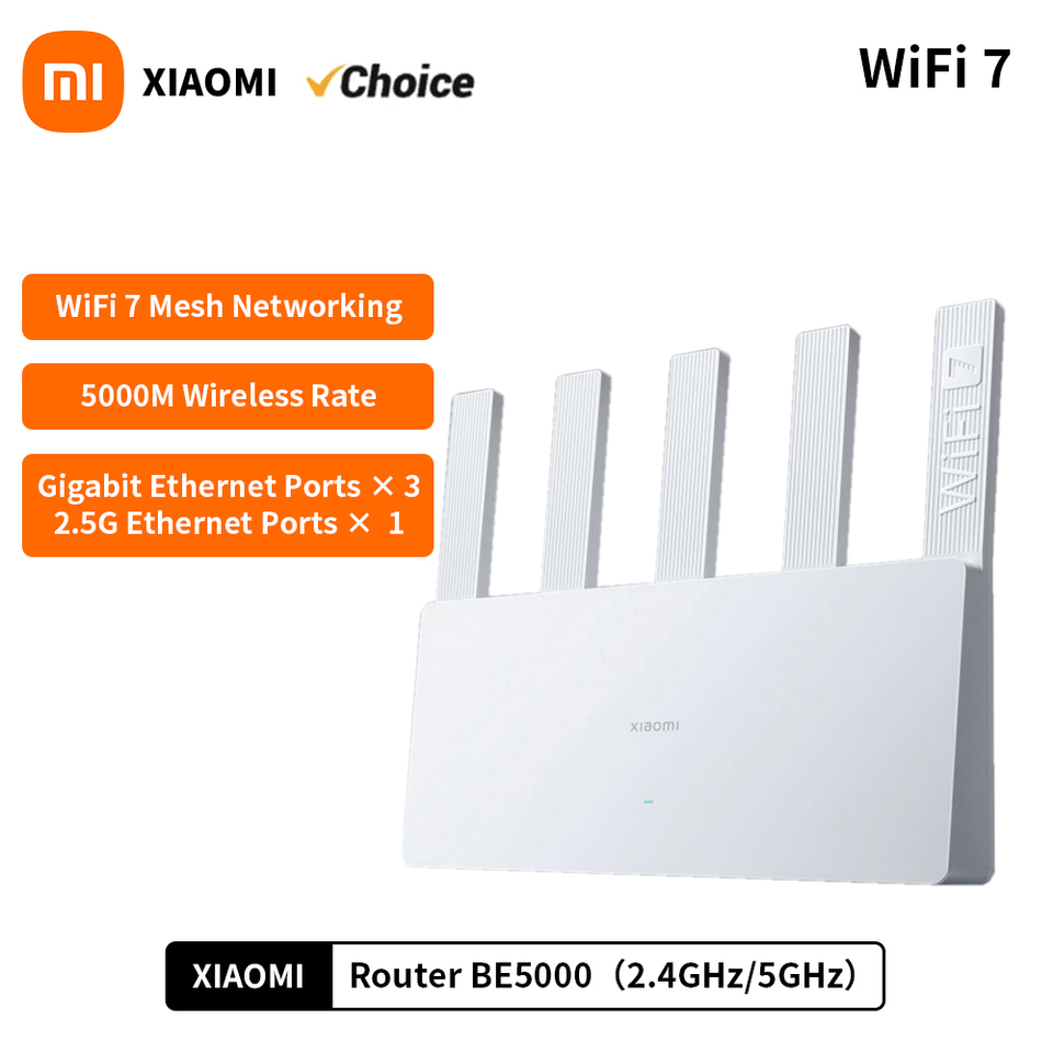  NEW Xiaomi Router BE5000 Wi-Fi 7 2.4/5GHz Dual-Frequency Mesh 2.5G High-Speed Network Port IPTV OFDMA Signal Amplifier Mi Home 