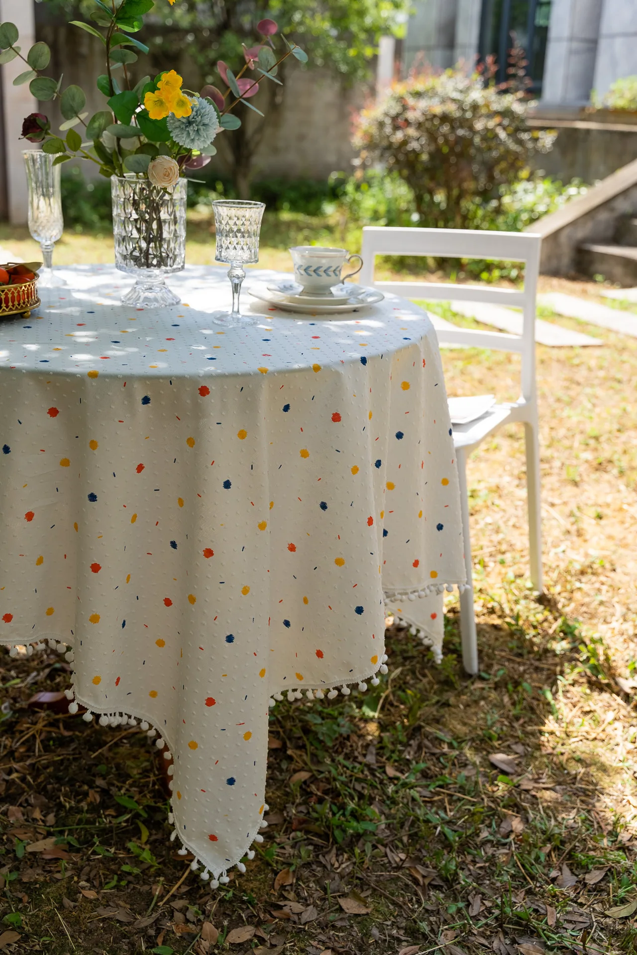 Korean Style Cotton Floral Table Clothes, Dining Tablecloth, Tea Decoration, Rectangle Table Cover, Kitchen, Wedding, Room