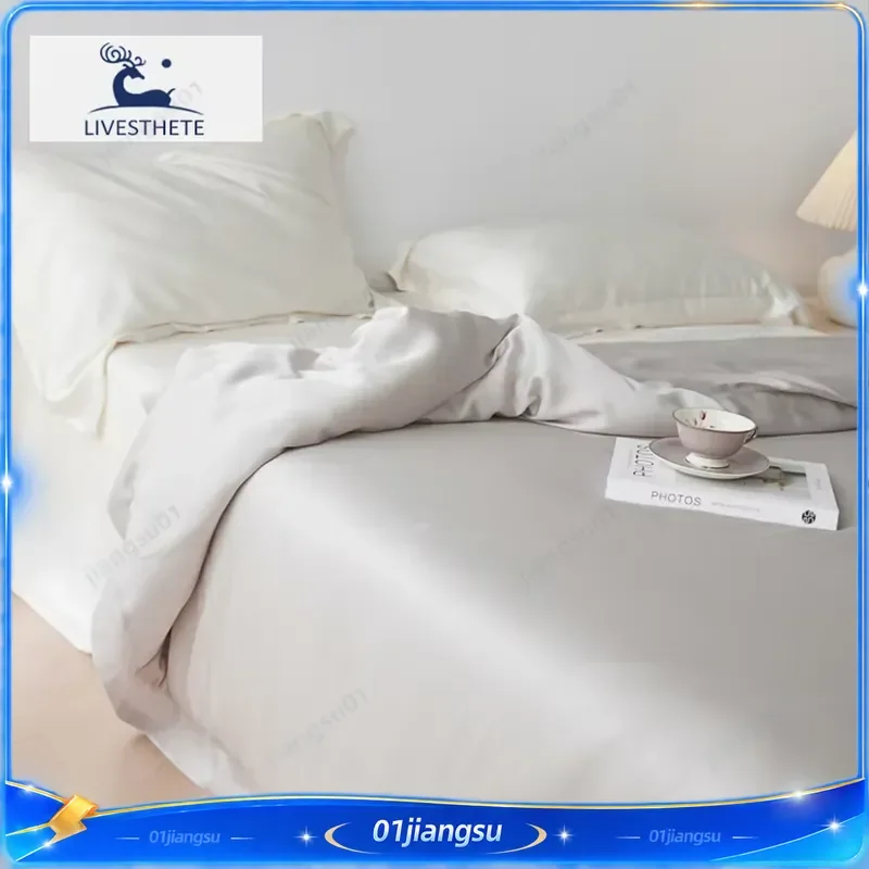 100% Mulberry Silk Duvet Cover Set with Pillowcases 30MM Luxury Bedding Solid Color Healthy Skin Soft Breathable Twin Queen