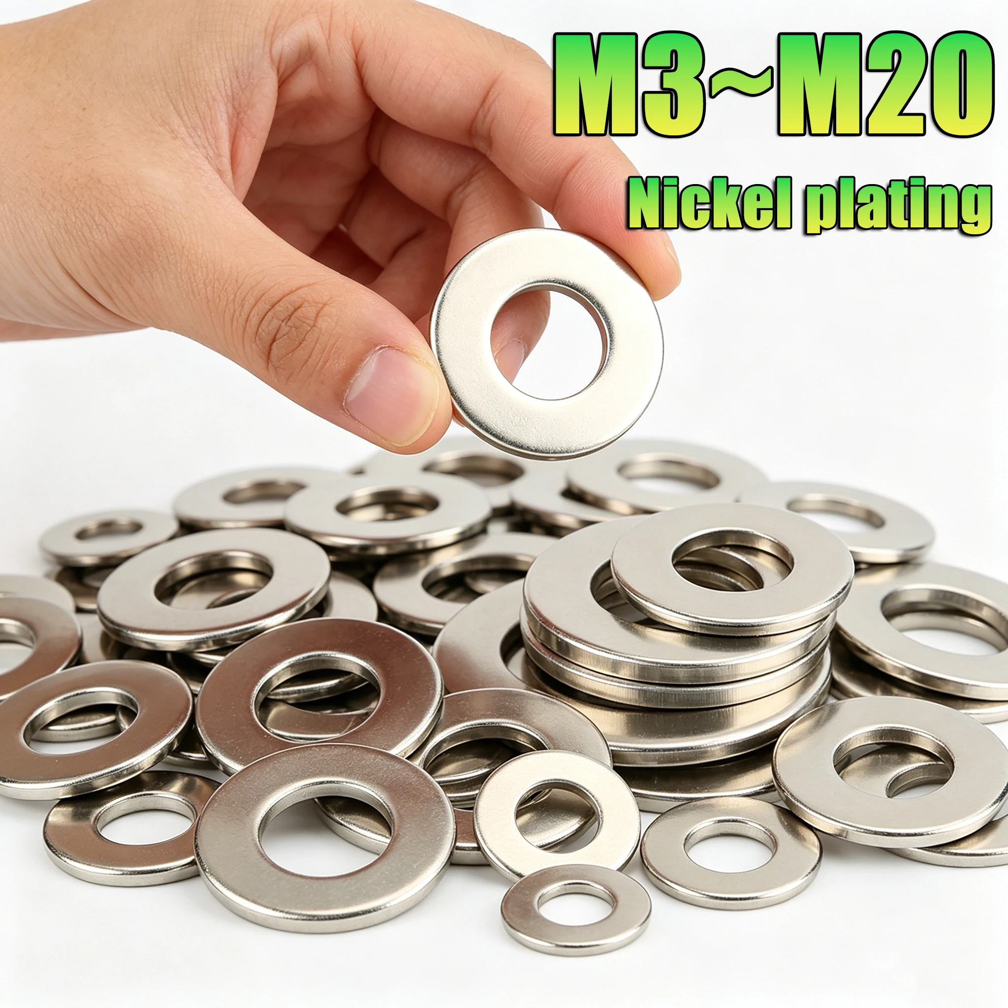Grade 8.8 Nickel Plated Alloy Steel Flat Washer DIN125 2-200Pcs ID 3-20mm Metal Gasket Plain Washer Fastener Hardware Kit