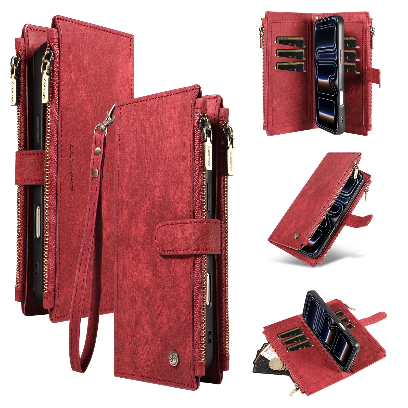 PU-Leder Handyhülle für Samsung S26 S25 S24 S23 S22 S21 S20 FE Edge Plus Ultra Stoßfeste Brieftaschen-Handyhülle mit Schlaufe und Ständer