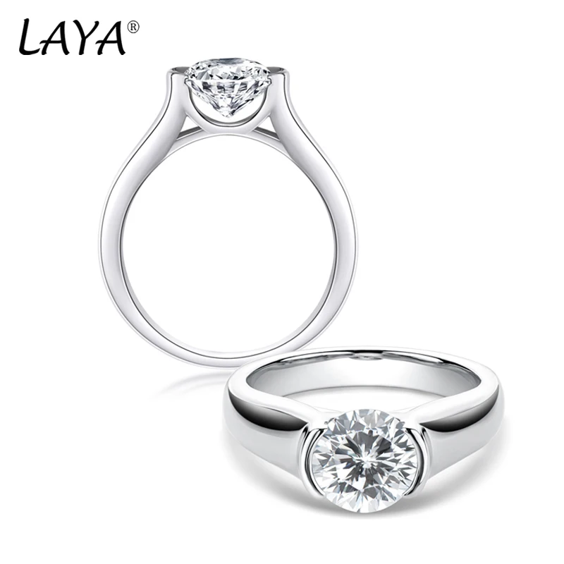 

LAYA 2 carat D Color Moissanite Diamond 100% 925 Sterling Silver Solitaire Woman Ring Man Wide Ring Original Luxury Jewelry