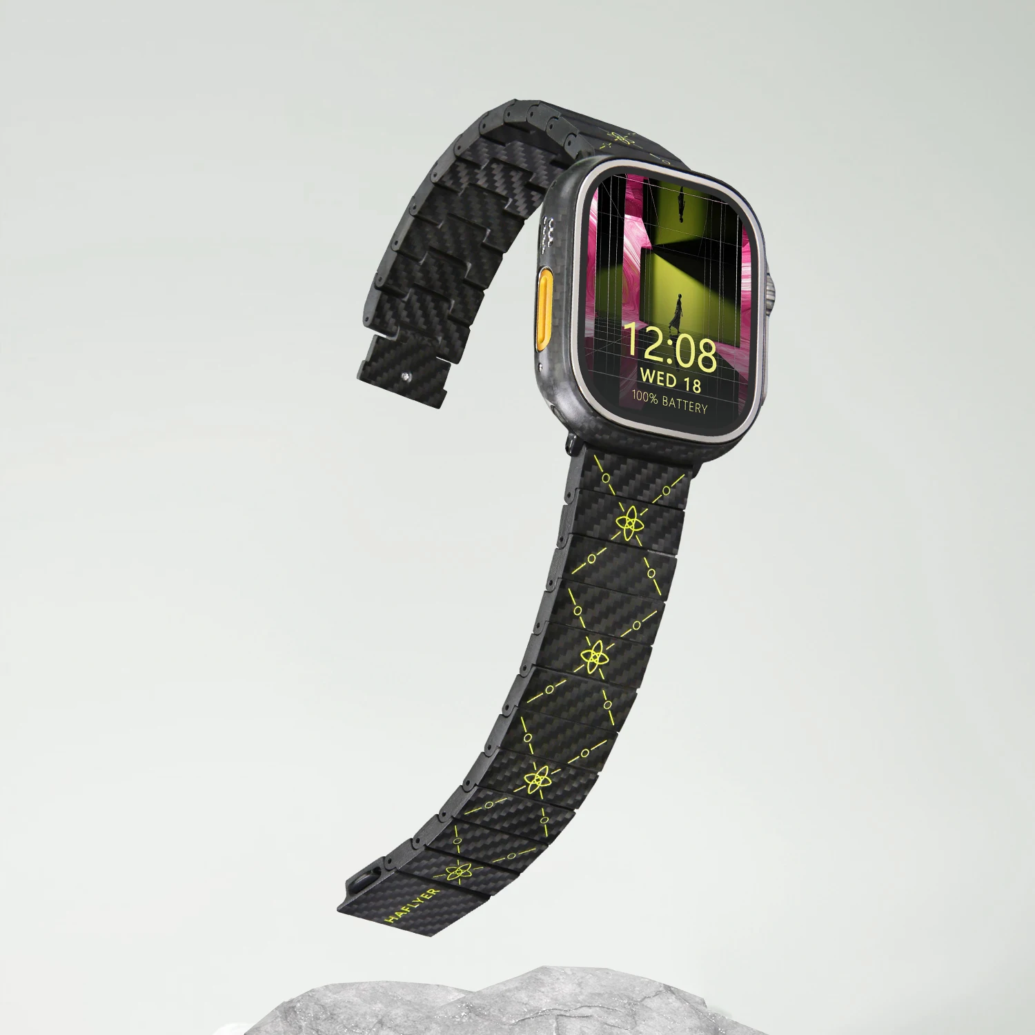 حزام Haflyer من ألياف الكربون النقي لساعة Apple - حزام ممتاز خفيف الوزن للغاية مع أداة تعديل - يناسب السلسلة 9/8/7/SE/ULT #1