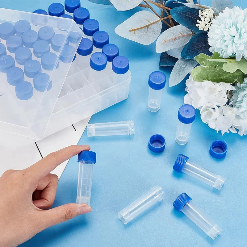 36Pcs 5Ml Cryo Tubes Plastic Vials With Screw Caps Small Sample Tubes Test Tubes With Storage Box For Lab Supplies Durable