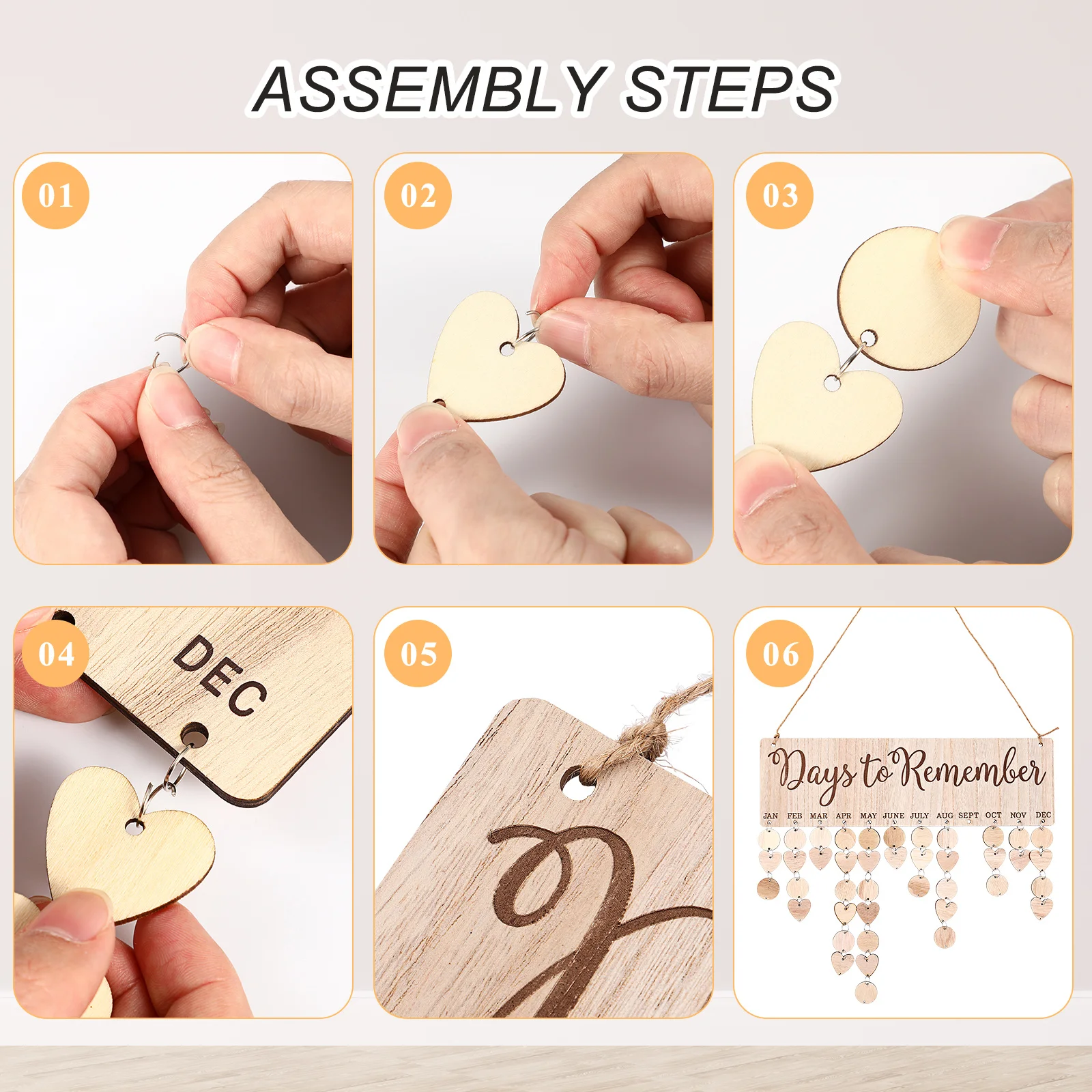 

1 комплект, деревянный календарь на день рождения, подвесная табличка, семейная доска на день рождения, юбилейное напоминание, сделай сам, круглое сердце, украшение в виде ломтиков дерева