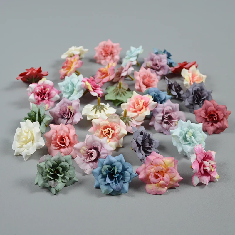 

50pcs 26Colors Silk Rose Flower Heads Home Simulation Flower Wedding Decor For Scrapbooking Handicraft Festival Decoration