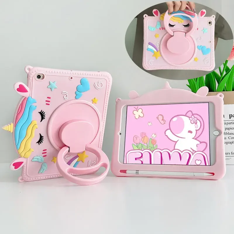 Kids Case For Samsung Galaxy Tab A8 10.5 SM-X200 X205 X207 Tablet Cover S6 Lite 10.4 A7 8.7 A9+11 2023 Silicon Stand Handle Capa