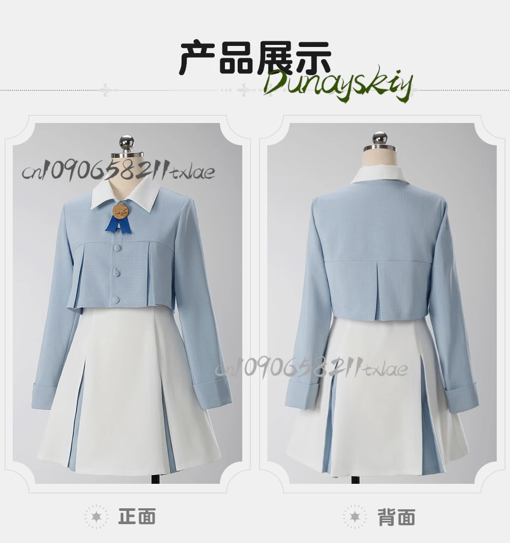 ^ فستان Sakura Kinomoto COS - زي تاريخ أزرق وأبيض مع شعر مستعار لمؤتمرات الرسوم المتحركة/الهالوين/الارتداء اليومي