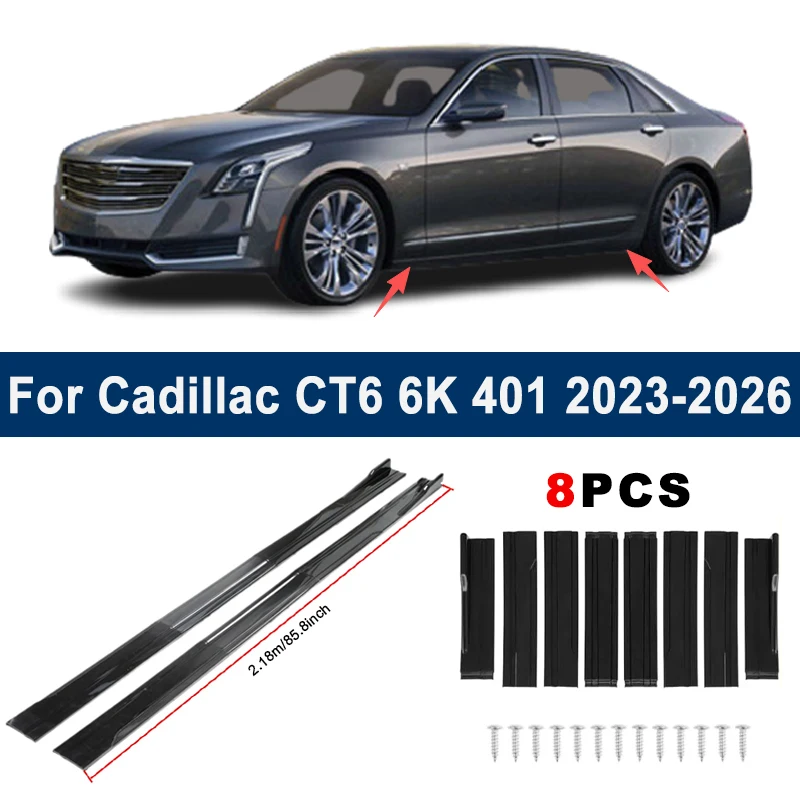 

2.18m Sectional Side Skirt Extension Lips For Cadillac CT6 6K 401 2023-2026 - Racing Side Spoiler Car Modified Body Kit