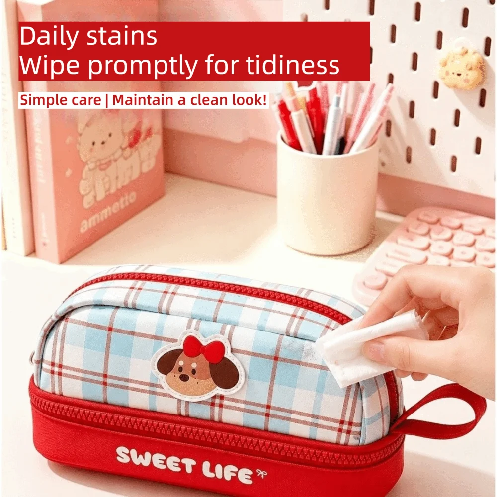 High Value Large Capacity Pencil Case Cartoon Dog Puppy Pencil Bag Cute INS Stationery Bag Elementary School