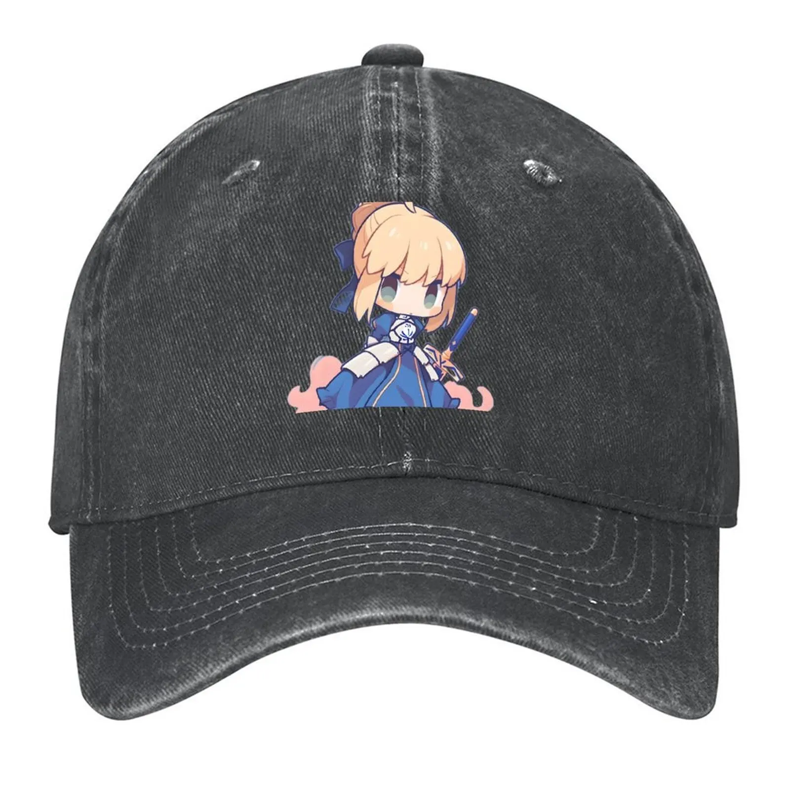 

Saber FT Cute Anime Girl – Chibi Style Baseball Cap Designer Hat Custom Cap fashionable black Women Beach Fashion Men's