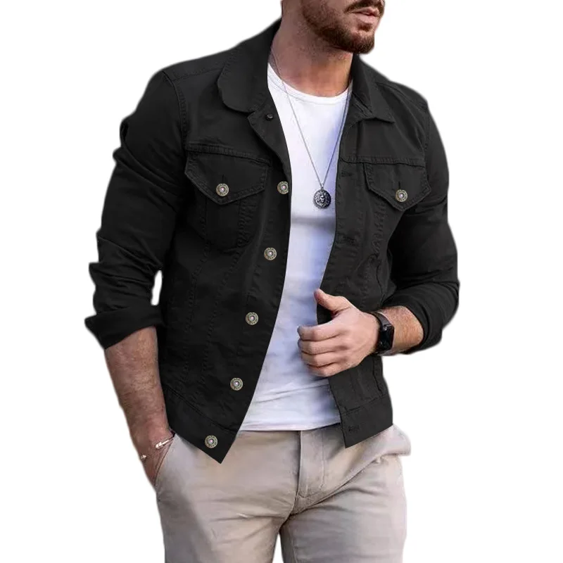 Chaqueta vaquera ajustada para hombre, abrigo clásico, ropa de calle a la moda, primavera y otoño