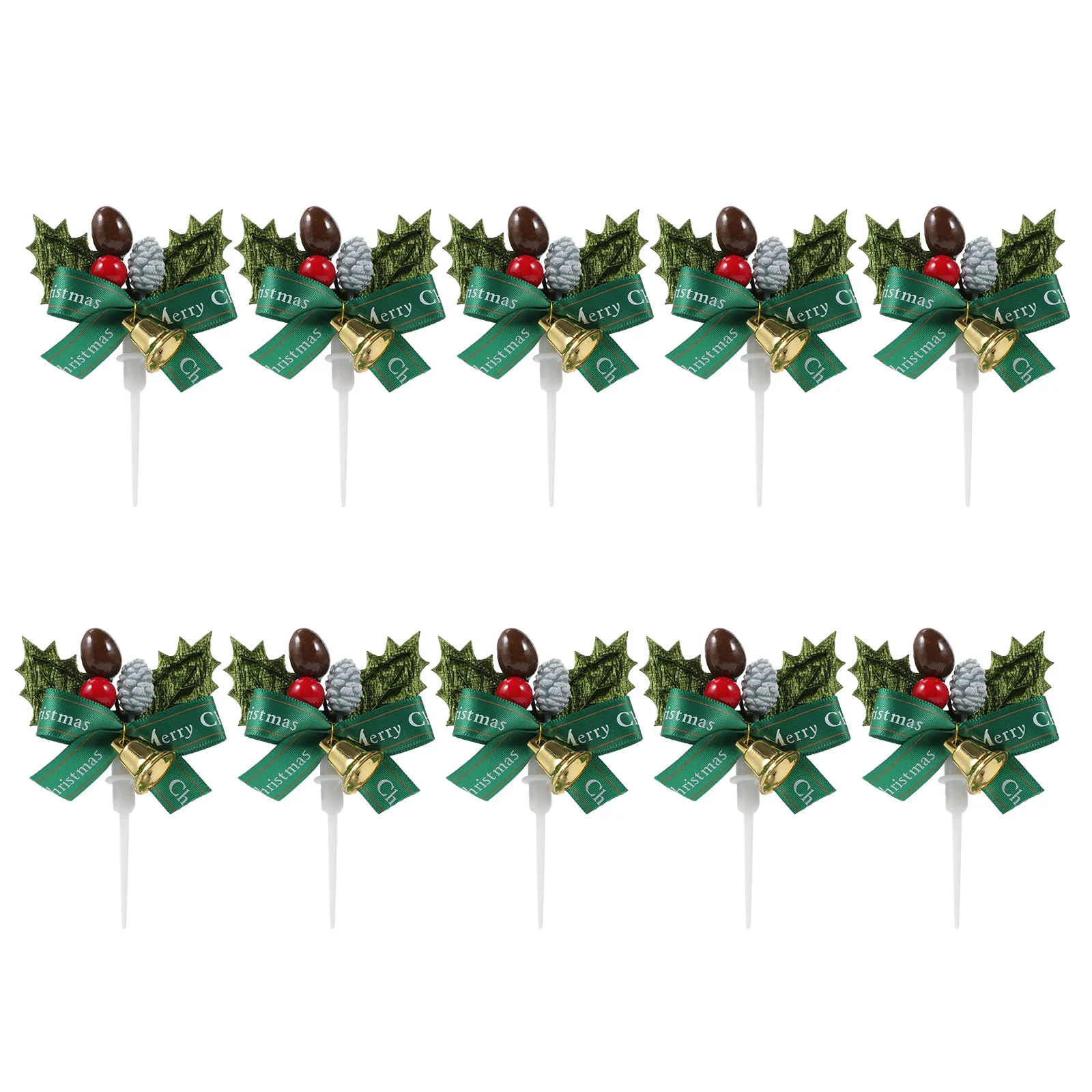 

10Pcs Christmas Bell Cake Toppers Premium Food Grade Material Cute Holiday Cake Decoration Picks for Dessert Ice Cream Cheese