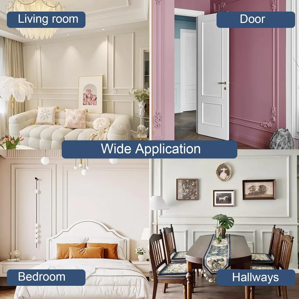 4 Zestawy Listew Ściennych Samoprzylepnych, 16 x 24 Gotowe Panele Dekoracyjne, Samoprzylepne Panele Listew do Dekoracji Wnętrz