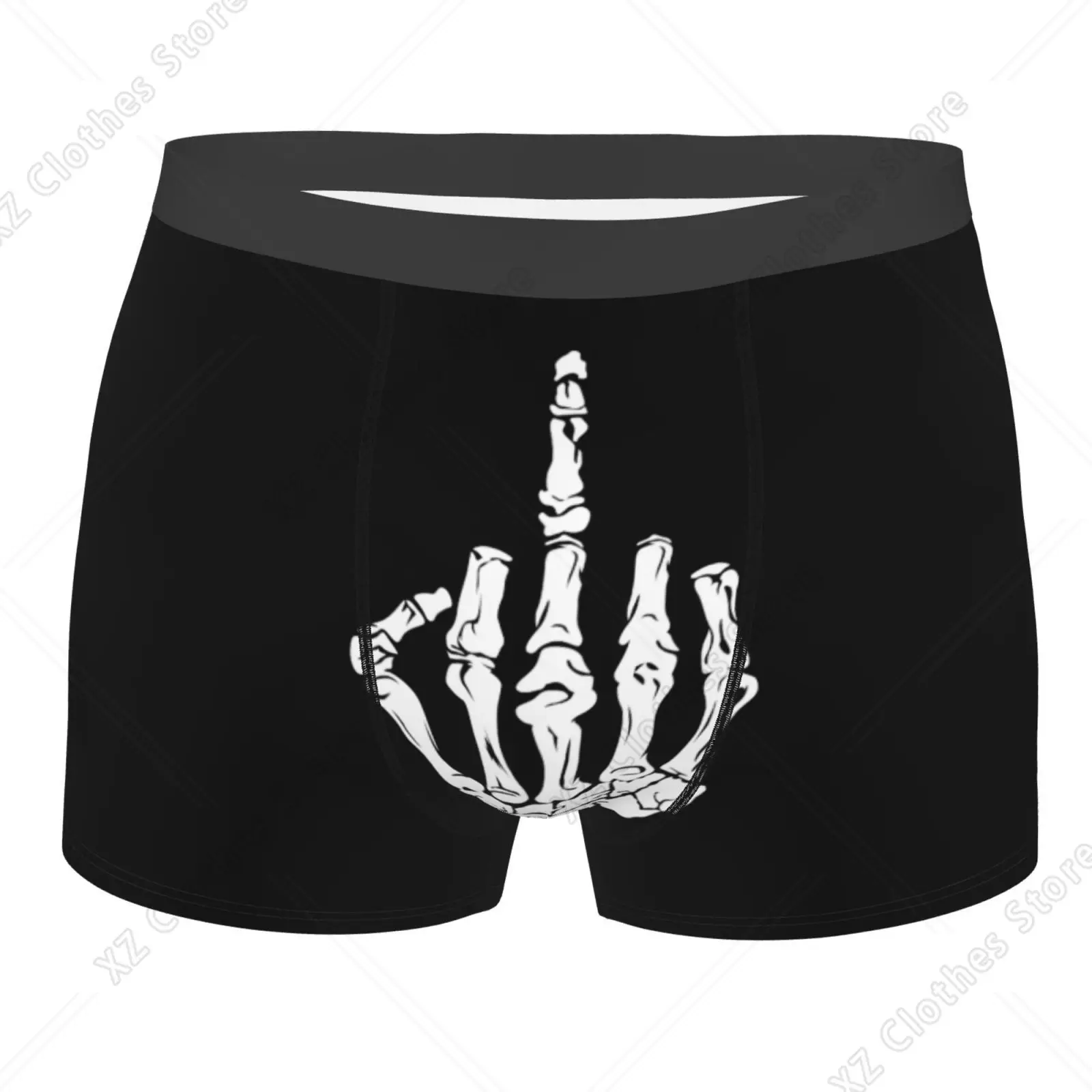 

Skeleton Middle Finger Print Men Underwear Boxers Men's Novelty Underpant Breathable Printed Male Underpants Man Boxer Briefs