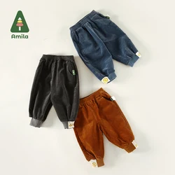 Amila Baby Pants 2022 Autumn Winter New  Girls and Boys Fashion Kids Corduroy Long Trousers Children Cotton Clothes