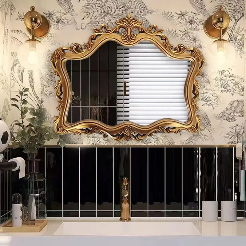 

French bathroom mirror oval wall mounted home bathroom smart makeup mirror Internet celebrity bedroom vanity mirror wall mounted