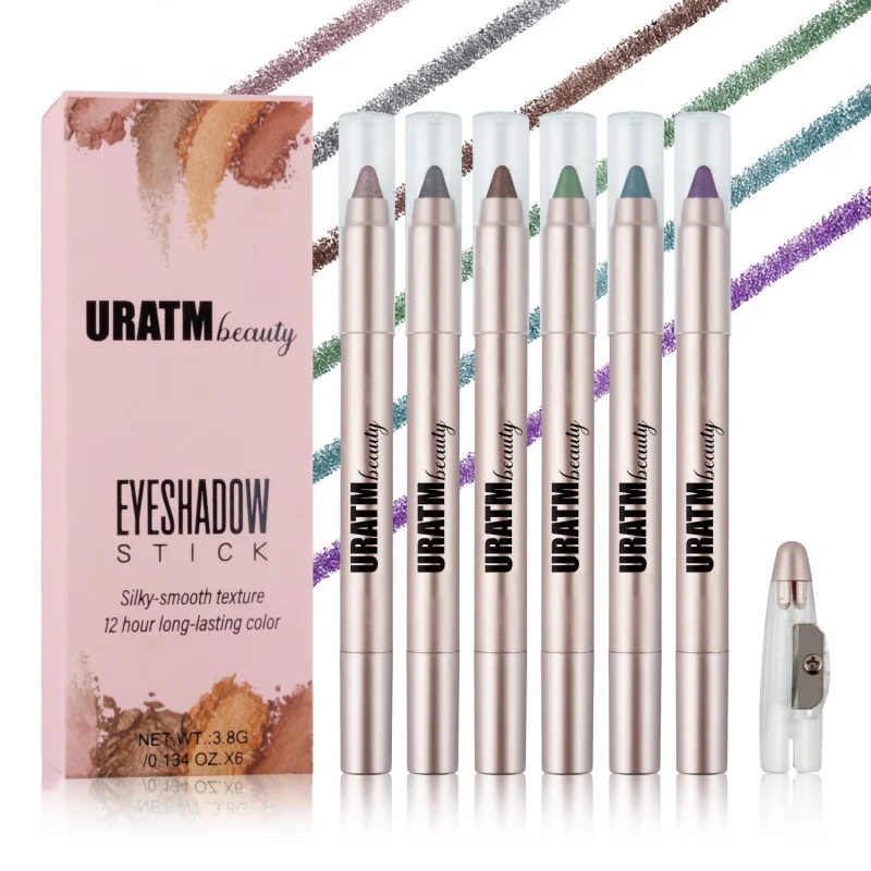 6-Color Pearlescent Eyeliner Pen Suit Not Smudge with Penknife Crouching Silkworm Bubble Pen