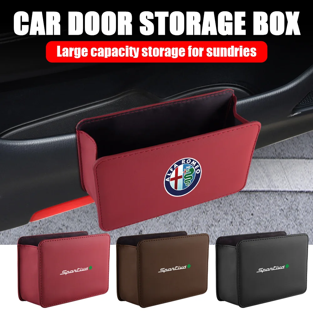 

1PCS For Alfa Romeo Sportiva Giulia Giulietta 159 156 Stelvio 147 New Car Organizer Storage Bag Leather Material Car Accessories