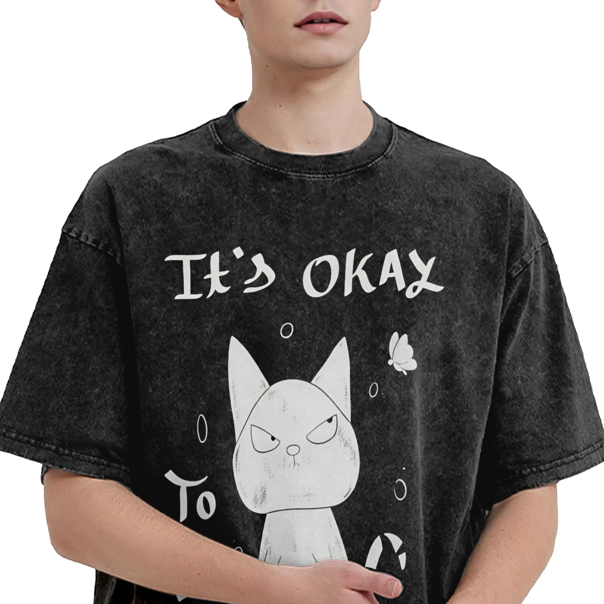 It’s Okay to Not be Okay Cartoon T Shirt Summer  Y2K Retro T-Shirts Casual Fashion Tshirt For Man Short Sleeve Pattern Tees