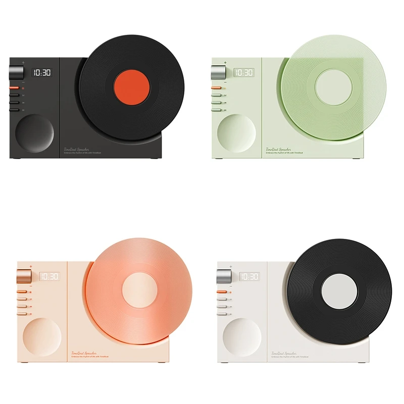 Vinyl Bluetooth Speaker Retro High-Quality Mini Audio Portable Clock Speaker Support TF Card /AUX Durable Easy To Use ,Green