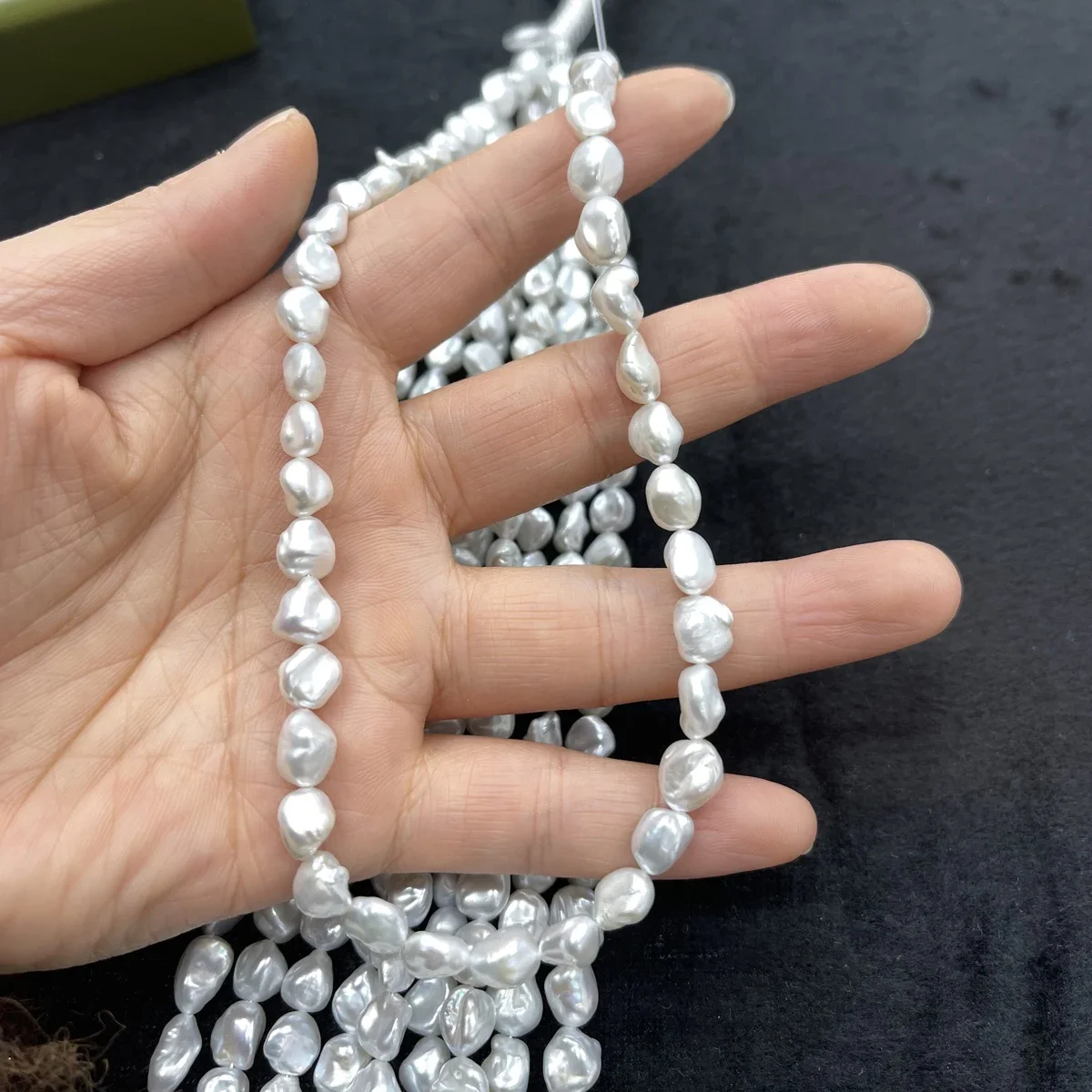 

Natural Freshwater Pearls 6-8mm New Exquisite Irregular Silver Sparkle Bead for Jewelry Making DIY Necklace Bracelet Accessories