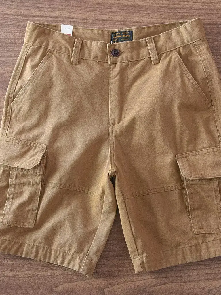 

Heavyweight American Retro Workwear Shorts Summer Men's Pure Cotton Multi-Pocket Loose Straight Casual Wear-Resistant Five-Qu...