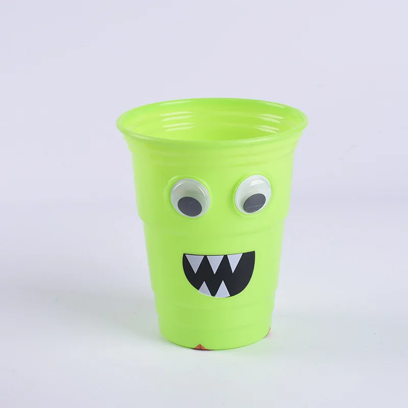 Cangkir plastik Halloween, panas, cangkir kartun, cangkir air, cangkir jus, Festival hantu, aksesoris hadiah taman kanak-kanak, ember Populer