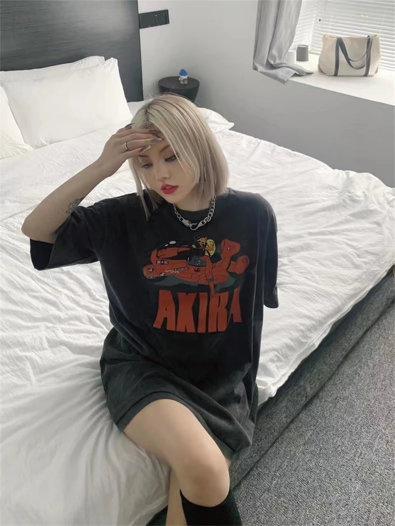 Akira vintage Japanese retro VTG anime T-shirt high street loose men and women oversized casual drop shoulder short sleeves