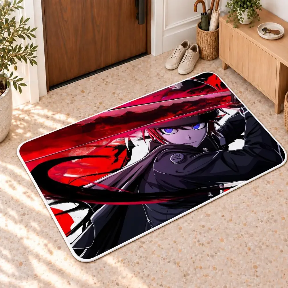 H-Hundred Line Last Defense Academy Floor Mat Flannel Rug Soft Non Slip Door Mat Bathroom Bedroom Kitchen Living Room Home Decor