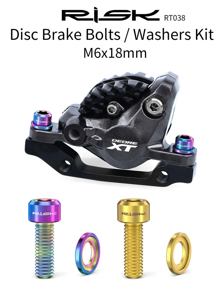 AliExpress RISK Risk M6x18mm MTB Bicycle Disc Brake Clamp Fixed Bolts Washers Kit Titanium Alloy Screw Set for SLX XT XTR Accessories Parts