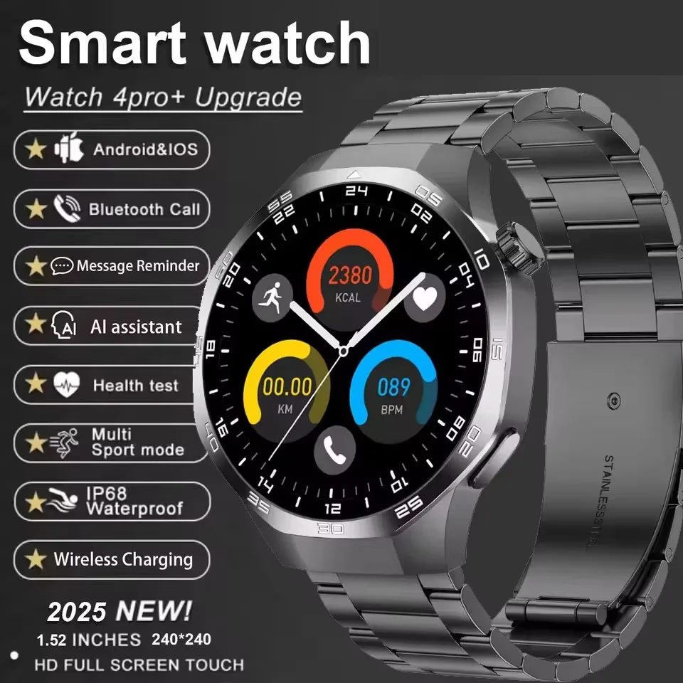 

2025 New Smart Watch Men AMOLED Screen GPS Motion trajectory Heart Rate Bluetooth Calls SmartWatch Waterproof