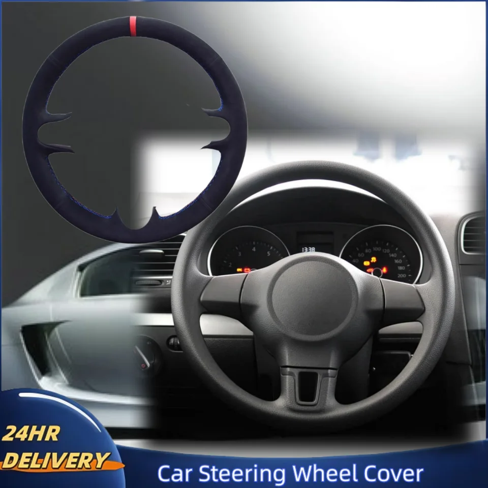 

DIY Hand-stitched Suede Leather Steering Wheel Cover For Volkswagen Golf 6 Mk6 VW Polo MK5 2010-2013 Car Interior Accessories