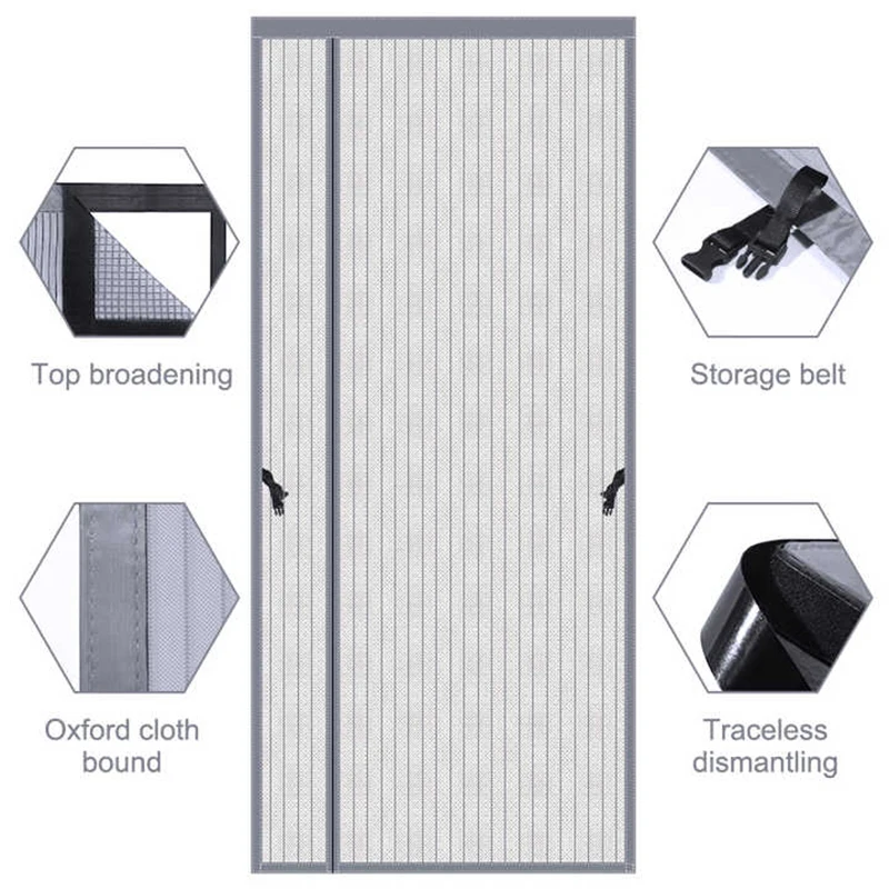 

Side Open Breathable Magnetic Mosquito Net & Screen Door - No Tools Needed, Easy Install Kitchen, Balcony, Fit Most Door Sizes
