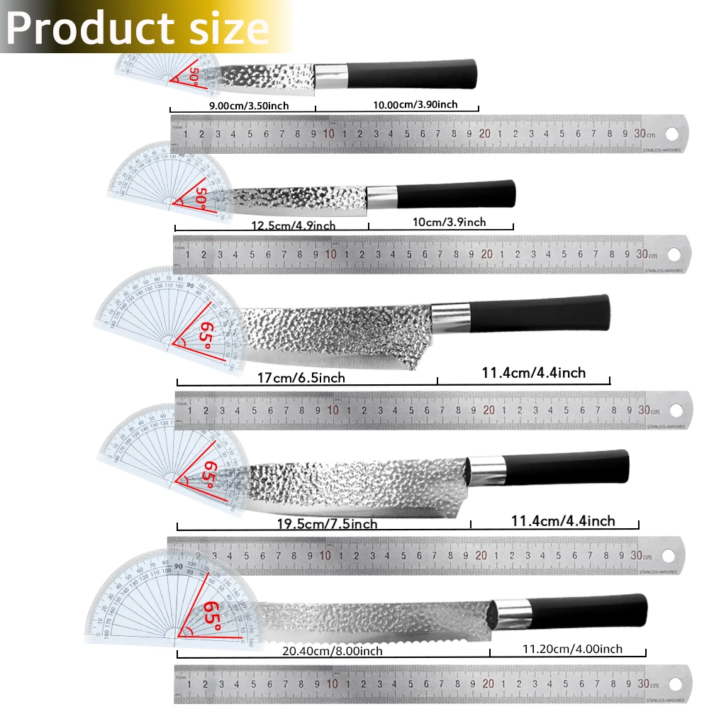 Kitchen Knife Chef 7CR17 440C Stainless Steel Non Stick Blade Bread Slicer Utility Santoku 3.5 5 7 8 Inch 1 to 6 Pieces Set