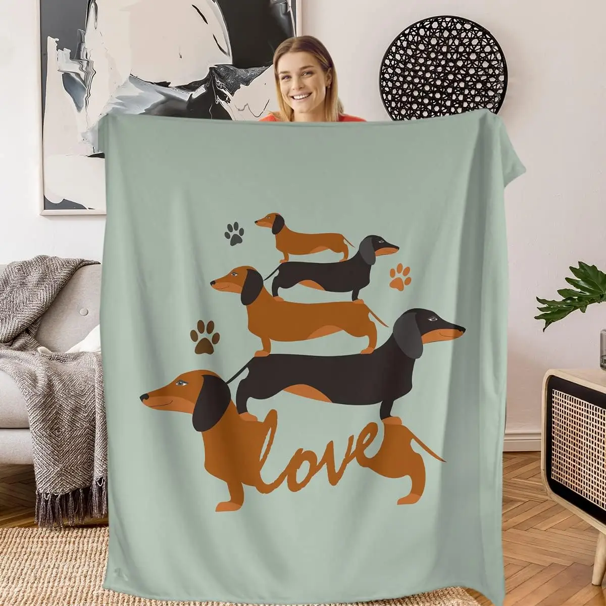 Dachshund Dogs Throw Flannel Blankets Ultra-Soft Warm Microfiber Fleece Blanket 50