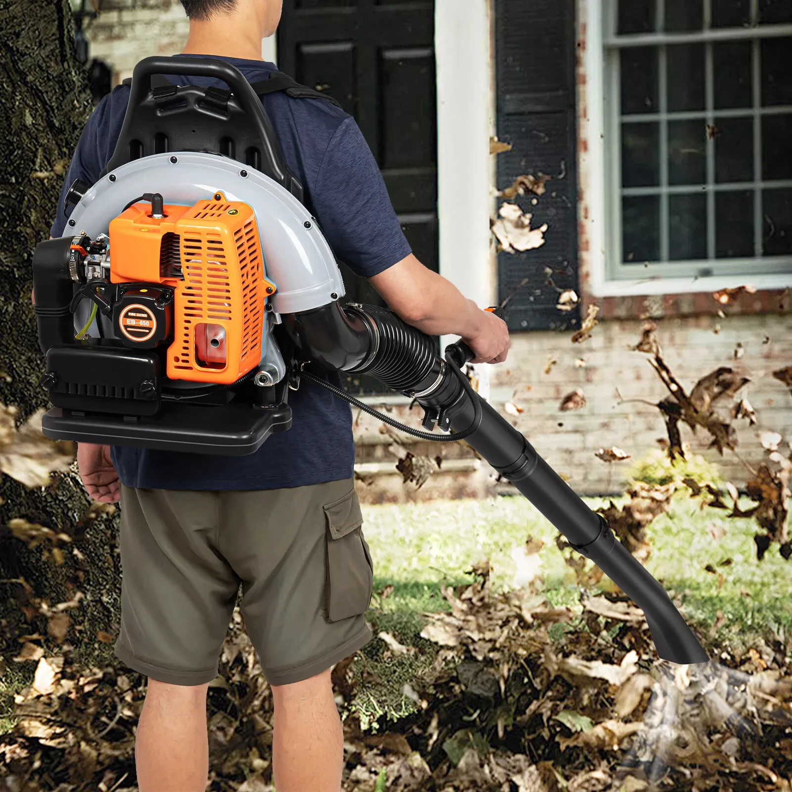 

Воздуходувка EB650 с бензиновым двигателем-Высокая мощность, прочность и идеально подходит для крупногабаритного выдувания листьев и очистки снега